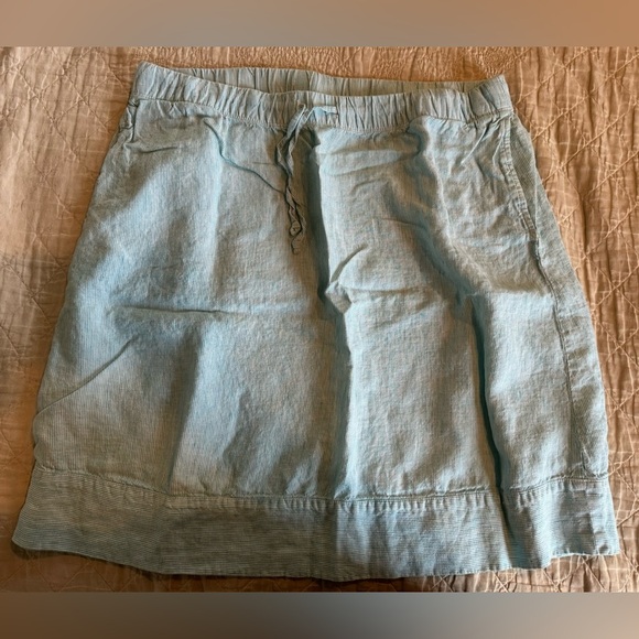 J. Jill Dresses & Skirts - J.Jill Aqua/light blue & white Striped Love Linen Skirt-size-medium.Hole on side